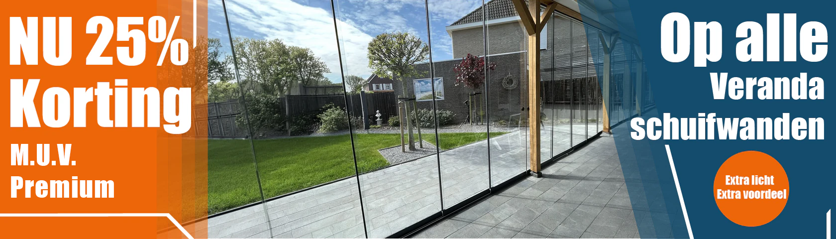 Glazen schuifwand voor veranda